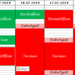 farbiger Wochenplan